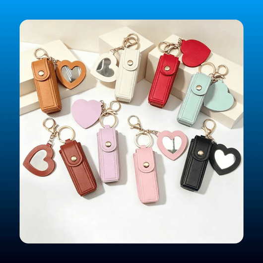 Lip Balm Holder Keychain with Mirror