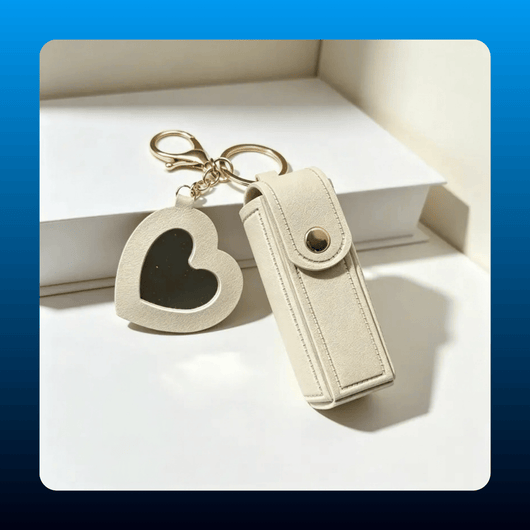 Lip Balm Holder Keychain with Mirror