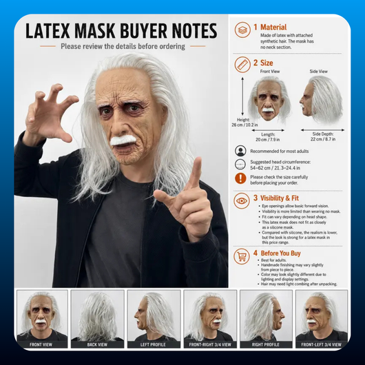Realistic Old Man Full Head Latex Mask