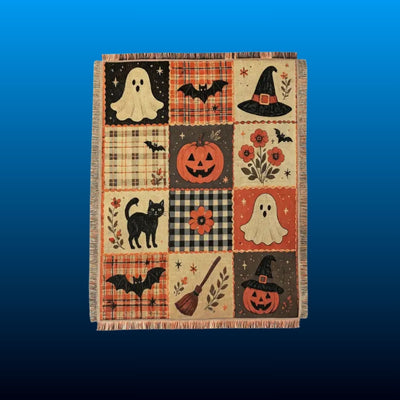 Halloween Patchwork Woven Throw Blanket