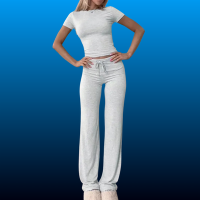 Crop Tee and Drawstring Lounge Set