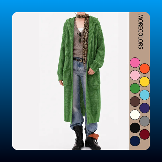 Oversized Hooded Fall Knit Maxi Cardigan