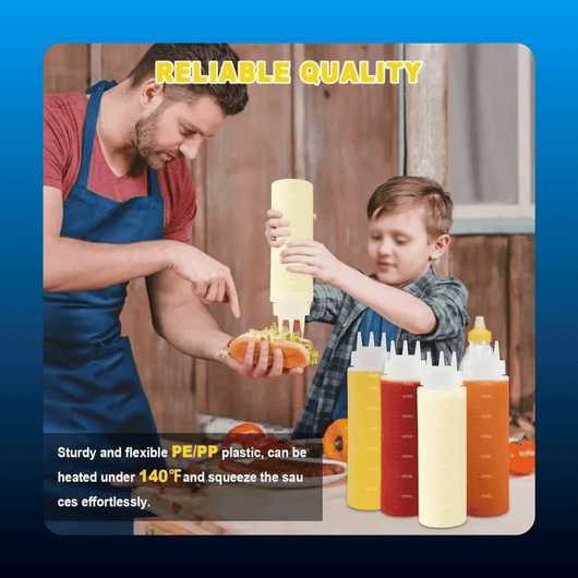 3-Hole Condiment Squeeze Bottles (4 Pack)