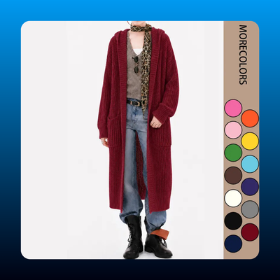 Oversized Hooded Fall Knit Maxi Cardigan