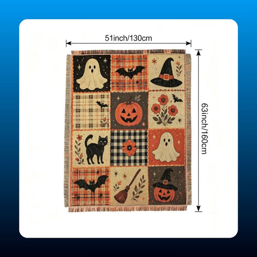 Halloween Patchwork Woven Throw Blanket
