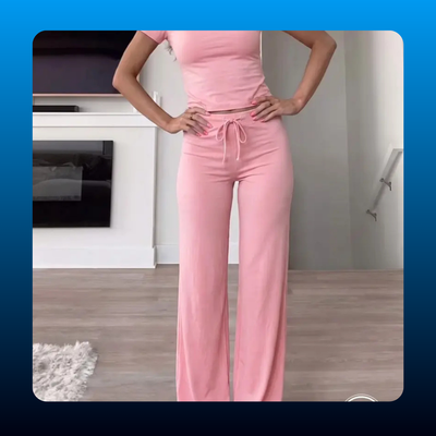 Crop Tee and Drawstring Lounge Set