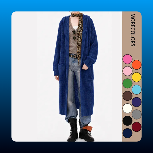 Oversized Hooded Fall Knit Maxi Cardigan