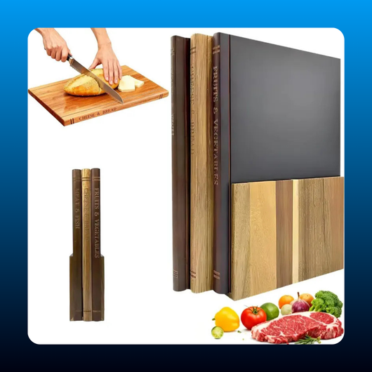 Book-Shaped Wooden Cutting Board Set
