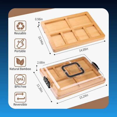 Charcuterie Board with Clear Lid (6 Compartments)