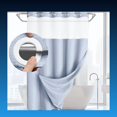 No Hook Shower Curtain with Snap in Liner (72''W x 75''H)