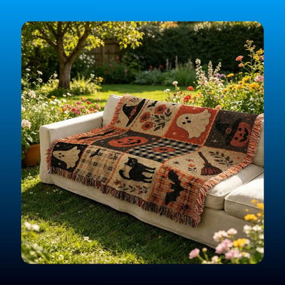 Halloween Patchwork Woven Throw Blanket