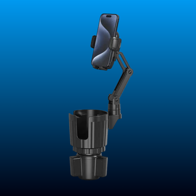 2 in 1 Universal Cup Holder Expander Adjustable Base with Phone Mount