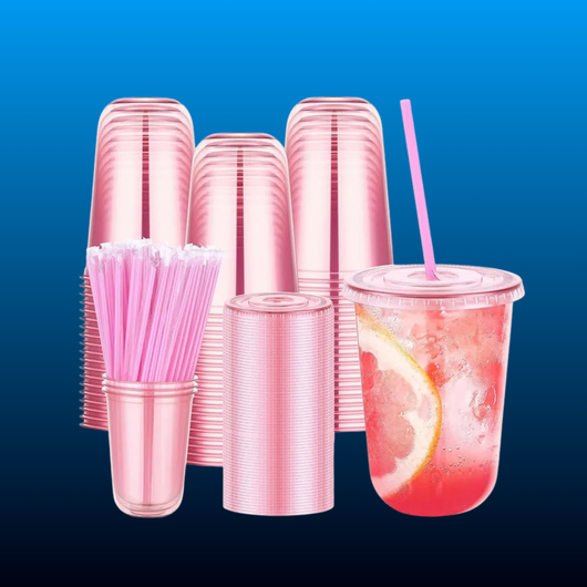 16oz Party Cups with Lids and Straws