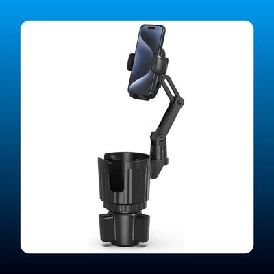 2 in 1 Universal Cup Holder Expander Adjustable Base with Phone Mount