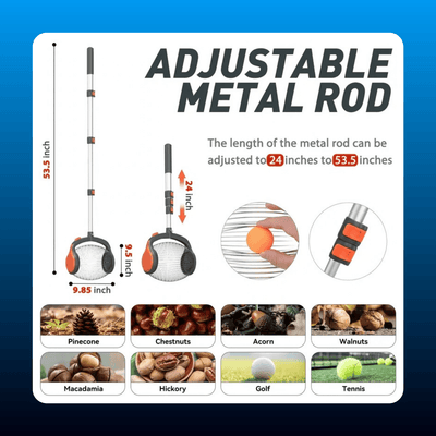 Rolling Nut Gatherer with Storage Bag