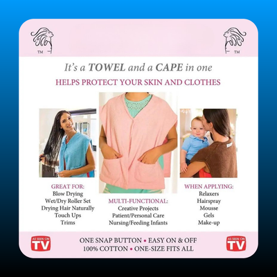 Hair Towel Cape for Blow Drying & Styling