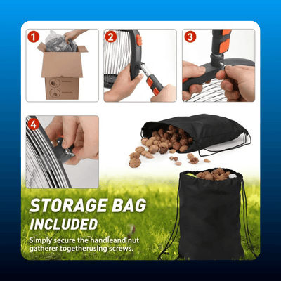 Rolling Nut Gatherer with Storage Bag