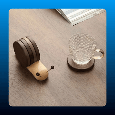Wooden Snail Coaster Set