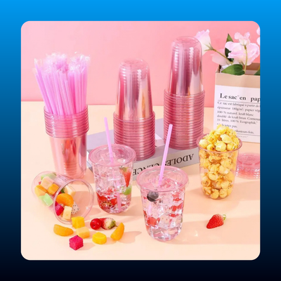 16oz Party Cups with Lids and Straws
