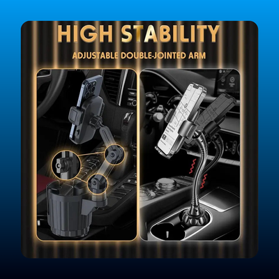 2 in 1 Universal Cup Holder Expander Adjustable Base with Phone Mount