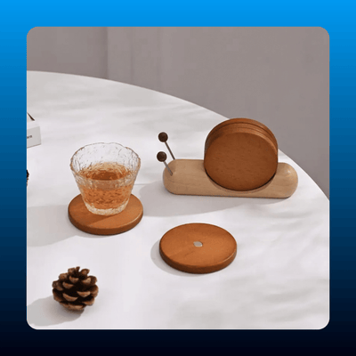 Wooden Snail Coaster Set