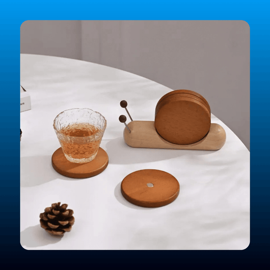 Wooden Snail Coaster Set