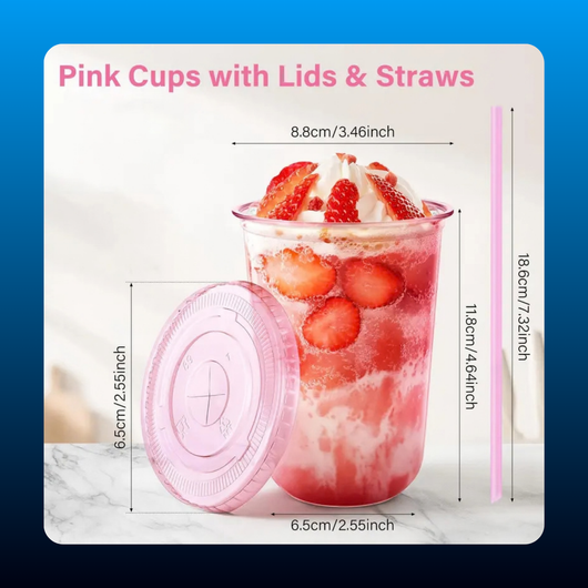 16oz Party Cups with Lids and Straws