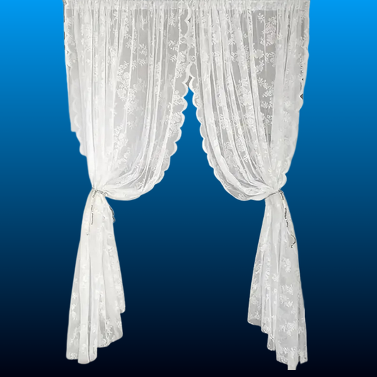 Rose Flower Embroidery Lace Door Curtain