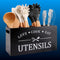 Black Farmhouse Wood Utensil Holder