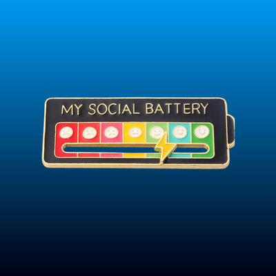 Cartoon Pattern My Social Battery Brooch