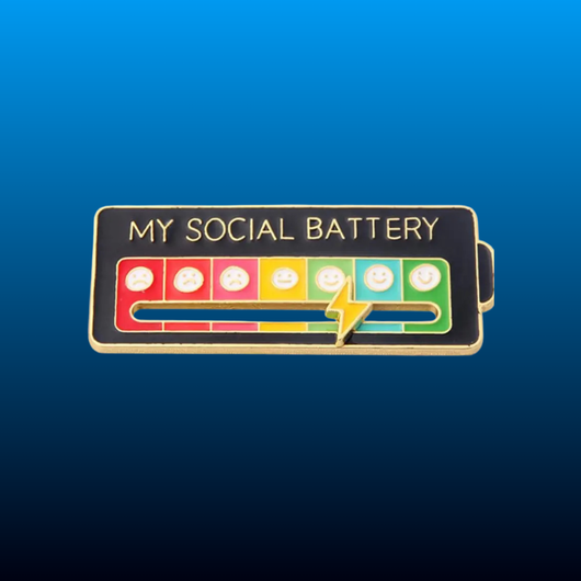 Cartoon Pattern My Social Battery Brooch