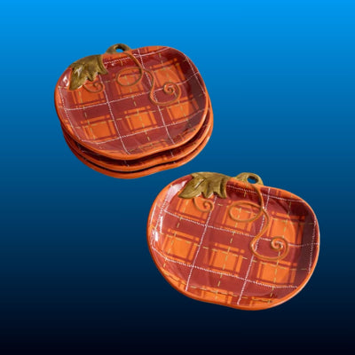 Ceramic Pumpkin Serving Plates (Set of 4)