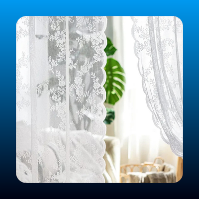 Rose Flower Embroidery Lace Door Curtain