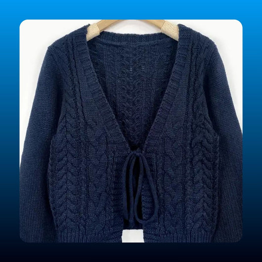 Tie Front Cable Knit Cardigan