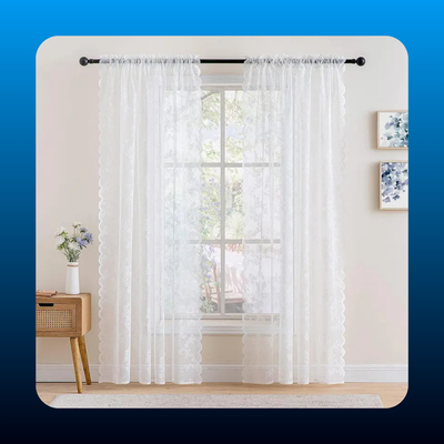 Rose Flower Embroidery Lace Door Curtain