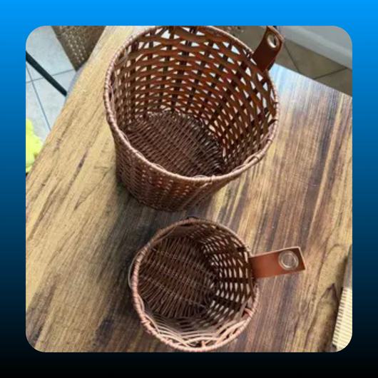 Set of 2 Poly Rattan Baskets with Hanging Bar