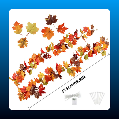Maple Leaf Garland with Lights