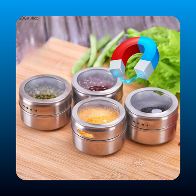 Magnetic Spice Jar Set Stainless Steel Spice Tins