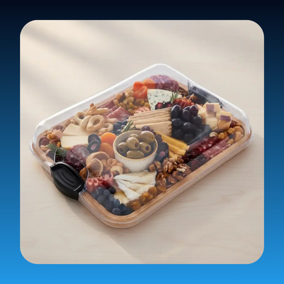 Charcuterie Board with Clear Lid (6 Compartments)