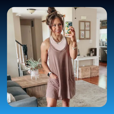 Women's Athletic Sleeveless Mini Dress with Built-in Shorts