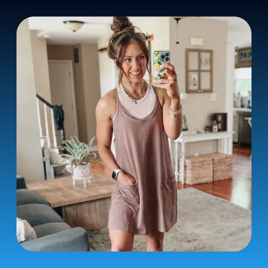 Women's Athletic Sleeveless Mini Dress with Built-in Shorts