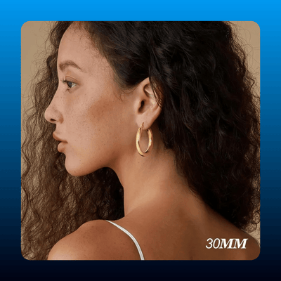 Chunky 30mm Hoop Earrings, Gold Plated