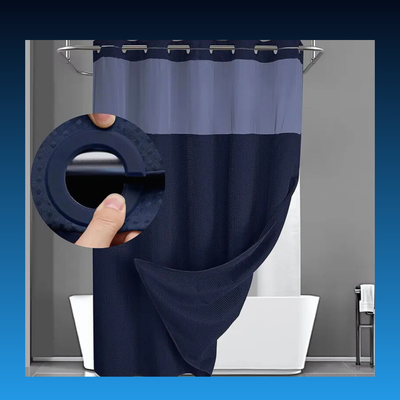 No Hook Shower Curtain with Snap in Liner (72''W x 75''H)