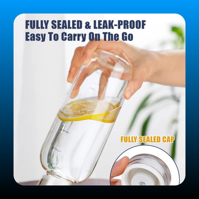 25oz/750ml Clear Glass Water Bottle with 2 Caps and Straw