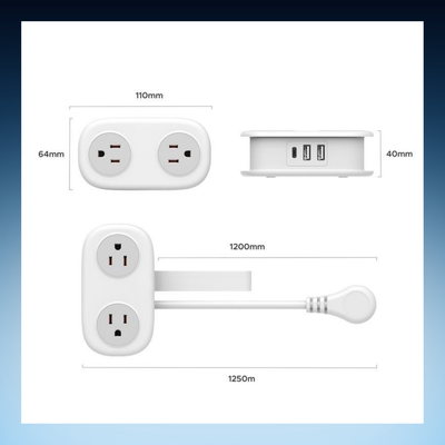 Portable Travel Power Strip with USB