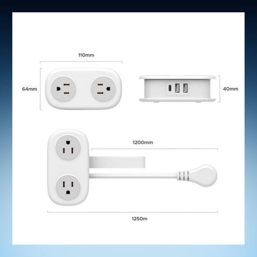 Portable Travel Power Strip with USB