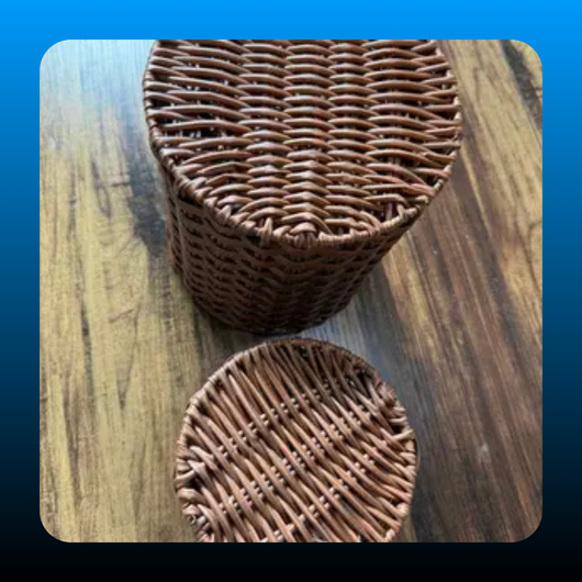 Set of 2 Poly Rattan Baskets with Hanging Bar