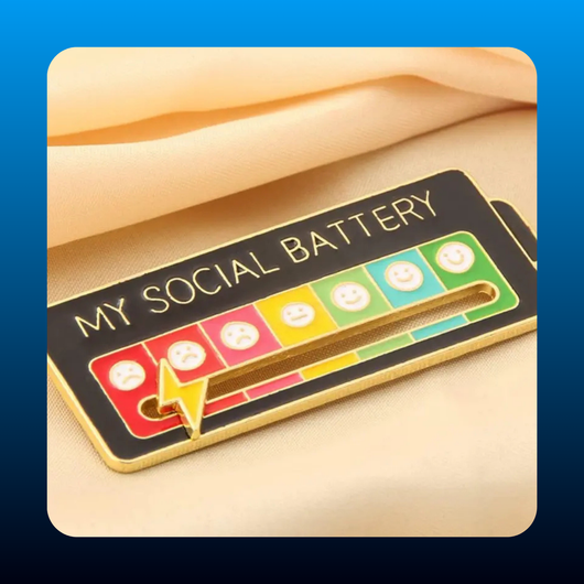 Cartoon Pattern My Social Battery Brooch
