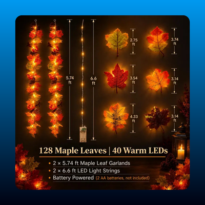 Maple Leaf Garland with Lights