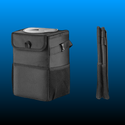 Car Trash Can with Lid & Storage Pockets